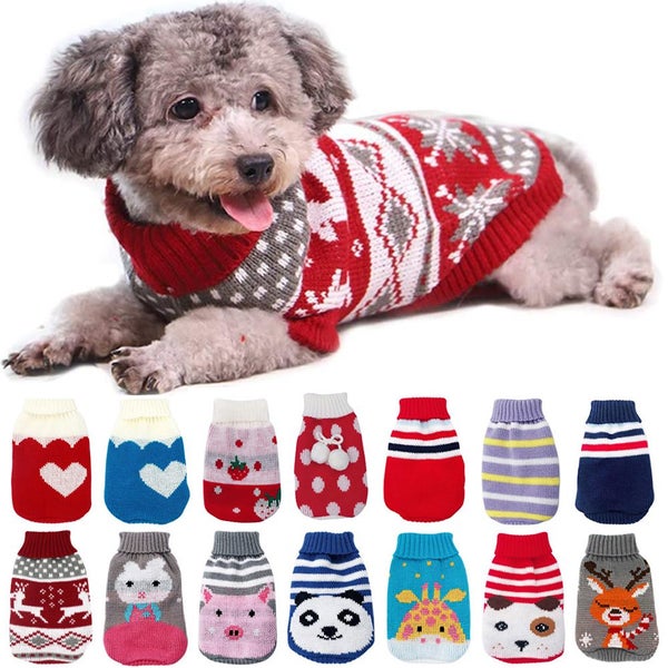 Warm Dog Clothes for Small Medium Dogs Knitted Cat Sweater Pet Carousel 2