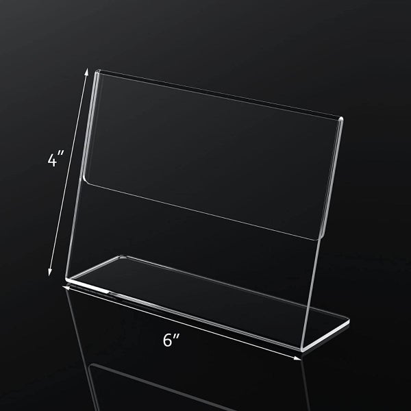 2-PACK|Horizontal Slanted Back Acrylic Sign Holder Paper Display Table Stand Carousel 2