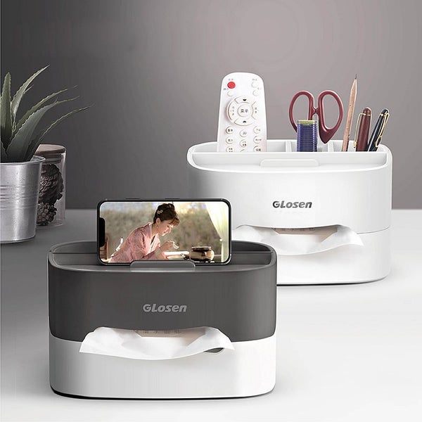 Multifunctional Desk Organizer with Mobile Phone Tissue Box and Remote Control Carousel 1