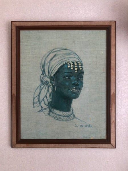 Framed Original African Girl Print by W. M. Otto Carousel 1