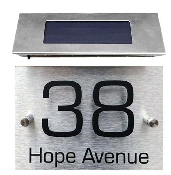LED Solar House Number Light Bright Outdoor Address Sign Home Street & Garden Carousel 1