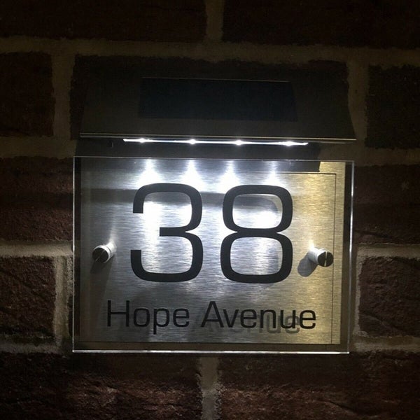 LED Solar House Number Light Bright Outdoor Address Sign Home Street & Garden Carousel 2