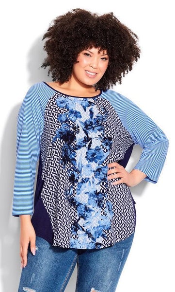 EVANS Placement Mixed Media Top ~ Sizes 20, 22-24, 26-28 & 30-32 Carousel 5