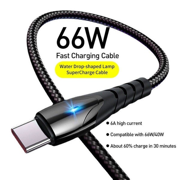 New With Light 6A Data Cable For Huawei Xiaomi Usb Fast Charging Carousel 2