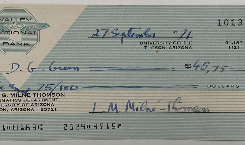 OLD BANKING MEMORABILIA: Bank cheque from Valley National Bank, Arizona 1971 Carousel 1