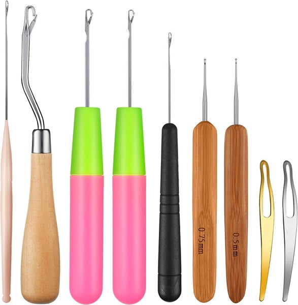 9pcs Bent Latch Hook Crochet Needle Braiding Hair Carpet Making Tools Carousel 1