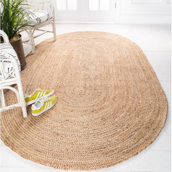 Oval 245x305 cm Jute Handwoven Rug Carousel 1