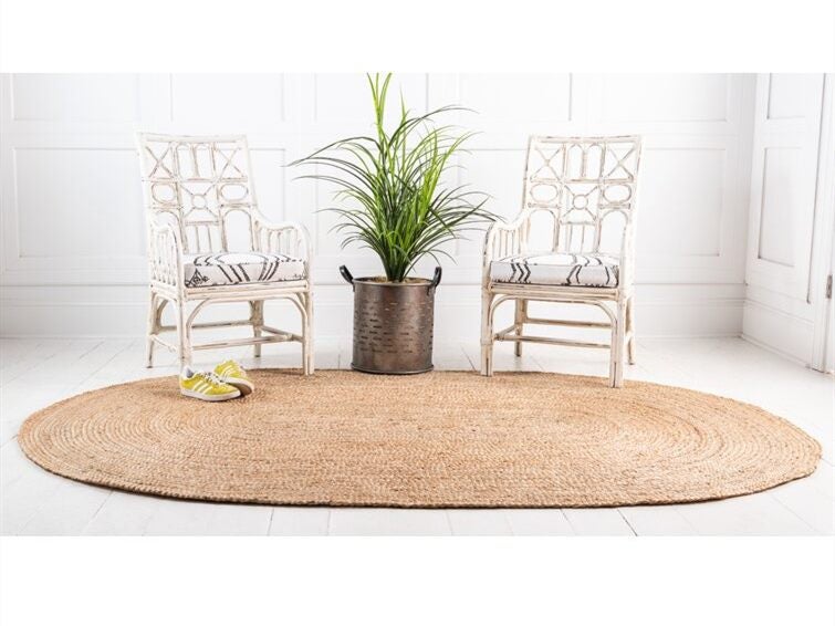 Oval 245x305 cm Jute Handwoven Rug Carousel 4