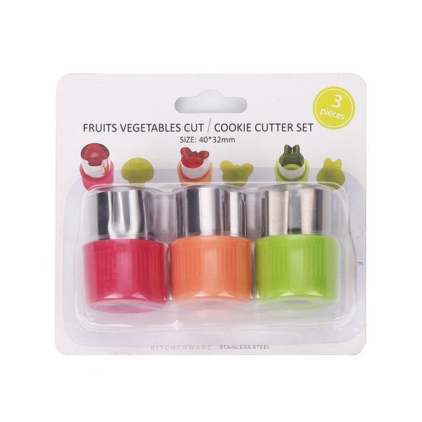 3Pcs Stainless Steel Fruit Vegetable Mini Cookie Shape Cutter Set Kid Food Mold Carousel 6