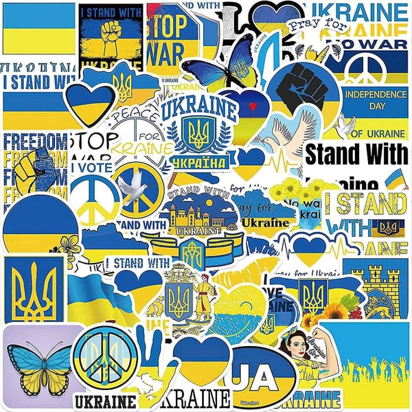 50pcs/pack I Stand With Ukraine Sticker - Support Ukraine Decal - Ukrainian Flag Carousel 1