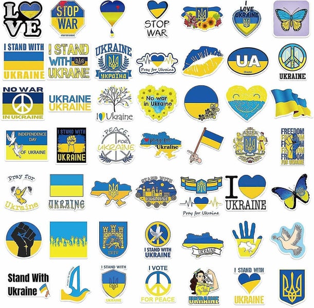 50pcs/pack I Stand With Ukraine Sticker - Support Ukraine Decal - Ukrainian Flag Carousel 2