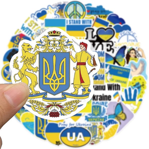 50pcs/pack I Stand With Ukraine Sticker - Support Ukraine Decal - Ukrainian Flag Carousel 5