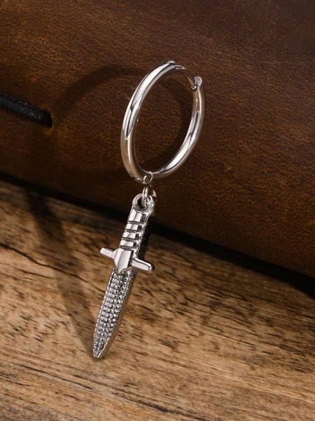 Men's Stainless Steel Irregular Cross Sword Single Earring Carousel 1