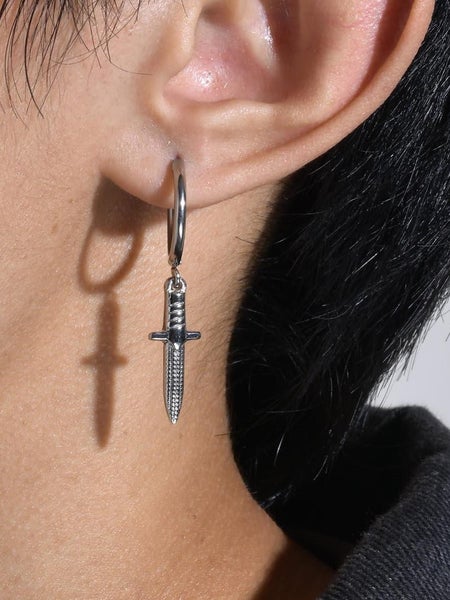 Men's Stainless Steel Irregular Cross Sword Single Earring Carousel 2
