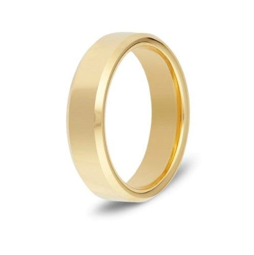 Men’s Beveled Gold Polished Titanium Ring - SALE! Carousel 1