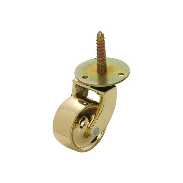Tradco 3523PB Screw Plate Castor Polished Brass 38mm Carousel 1