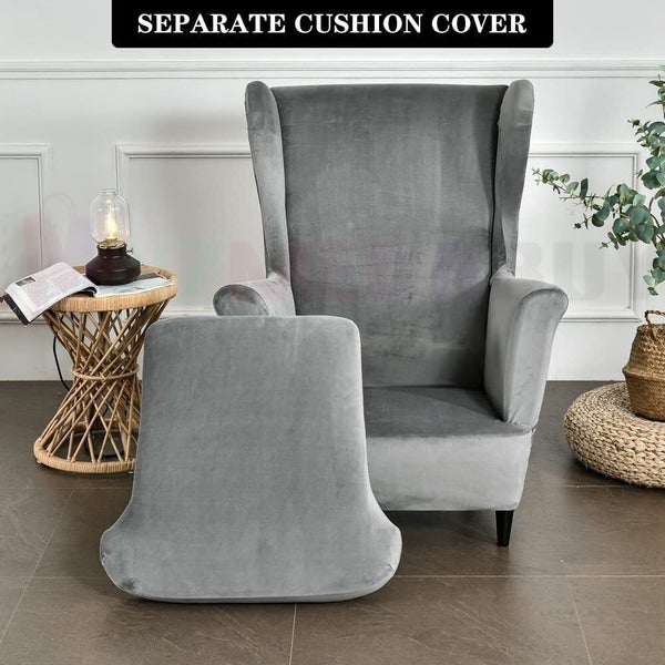 Wingback Sofa Covers Velvet *Grey Carousel 2