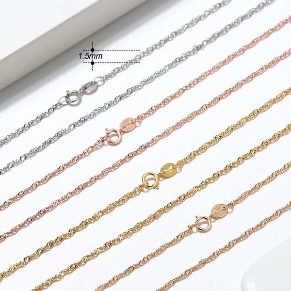 925 Sterling Silver Curb Rope Chain "Singapore" (1.2mm wide) Carousel 8