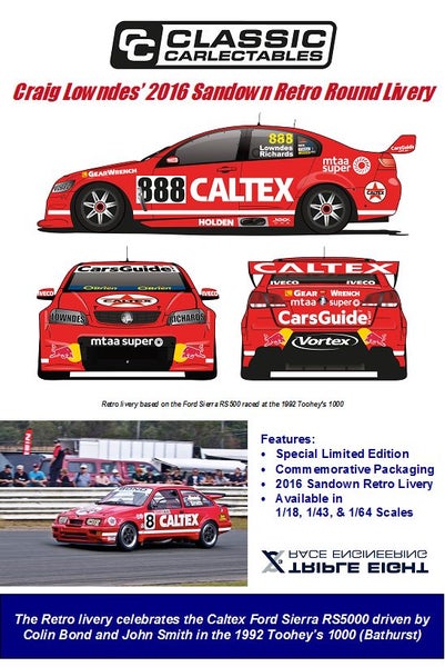 CRAIG LOWNDES & STEVEN RICHARDS 2016 SANDOWN RETRO ROUND LIVERY 1/18 MODEL Carousel 2