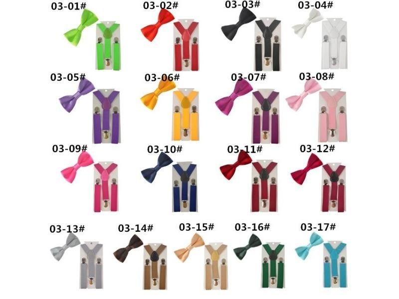 2PCS Boys Kids Suspenders BowTie Butterfly Tie In Diverse Colors Easy To Wear Carousel 1