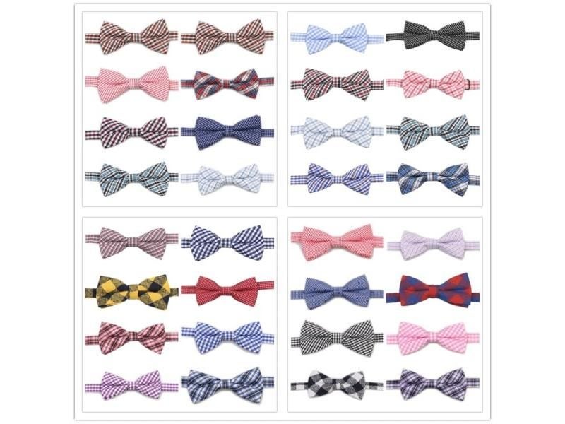 Kids Bow Ties Plaid Cotton Butterfly Small Size Party Gift Carousel 2