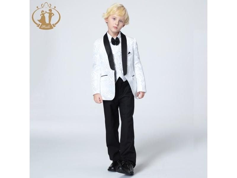 Spring Autumn Kids Wedding Blazer Suit 3Pcs White Red Blue Carousel 2