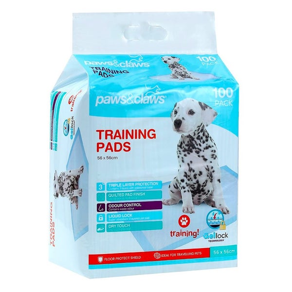 100pc Paws & Claws Odour Control Absorbent Pet Cat Dog Toilet Training Pads Mat Carousel 1