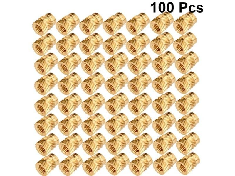 50/100pcs M3 M3*5.7-OD4.6 Thread Knurled Brass Threaded Heat Set Heat Resistant Carousel 1