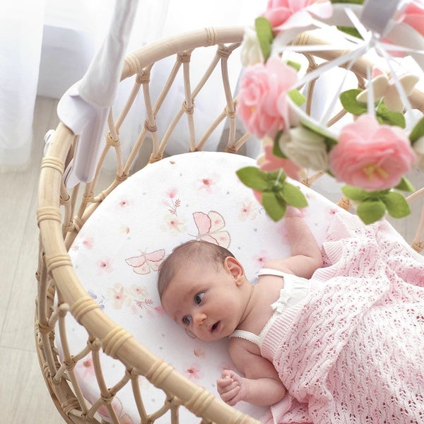 Living Textiles Baby Infant Childrens Nursery Musical Mobile Set Floral Wreath Carousel 2