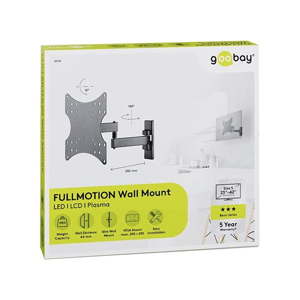 Goobay Full Motion TV Swivel Tilt Wall Mount Small For 23-42″ Televisions Carousel 2