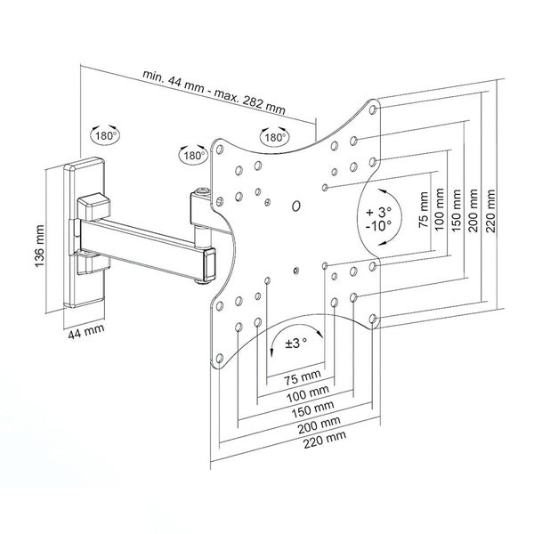 Goobay Full Motion TV Swivel Tilt Wall Mount Small For 23-42″ Televisions Carousel 3