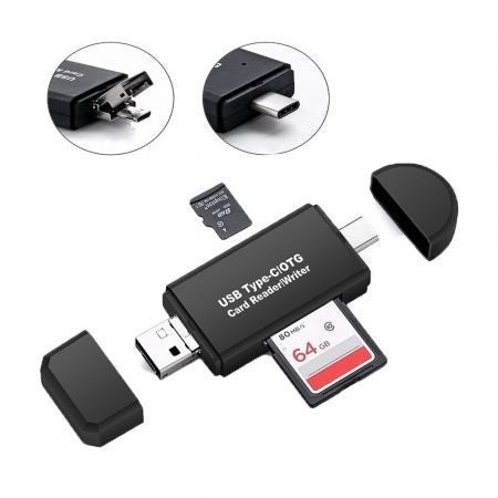 3 in 1 OTG Card Reader Type C USB Micro USB Combo to 2 Slot TF SD Card Reader Carousel 2