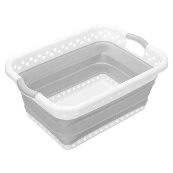Boxsweden 45L Collapsible Laundry Basket Clothes Hamper Storage Organiser Grey Carousel 2