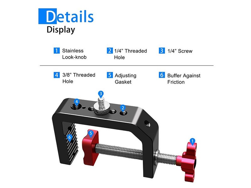 Lanxire C Clamp Heavy Duty with Standard 1/4" and 3/8" Female Screw Thread Holes Carousel 2