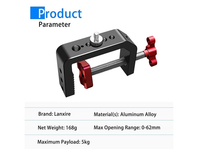 Lanxire C Clamp Heavy Duty with Standard 1/4" and 3/8" Female Screw Thread Holes Carousel 9