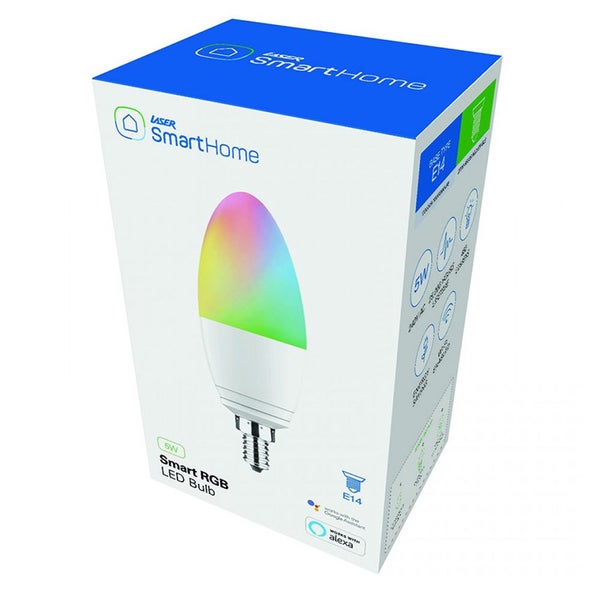 Laser 5W E14 Smart RGB LED Light Bulb Colour Intensity Adjust WiFi App Control Carousel 2