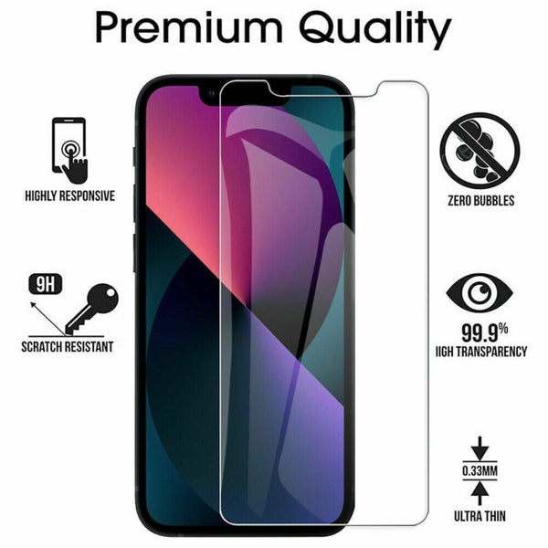 10pcs Tempered Glass Screen Protector Guard for Apple iPhone 13 PRO Front Bulk Carousel 2