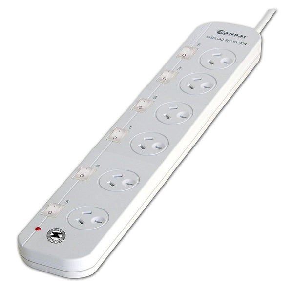 Power board 6 way Sockets Outlets Surge Protector w Single Switch Powerboard Carousel 2