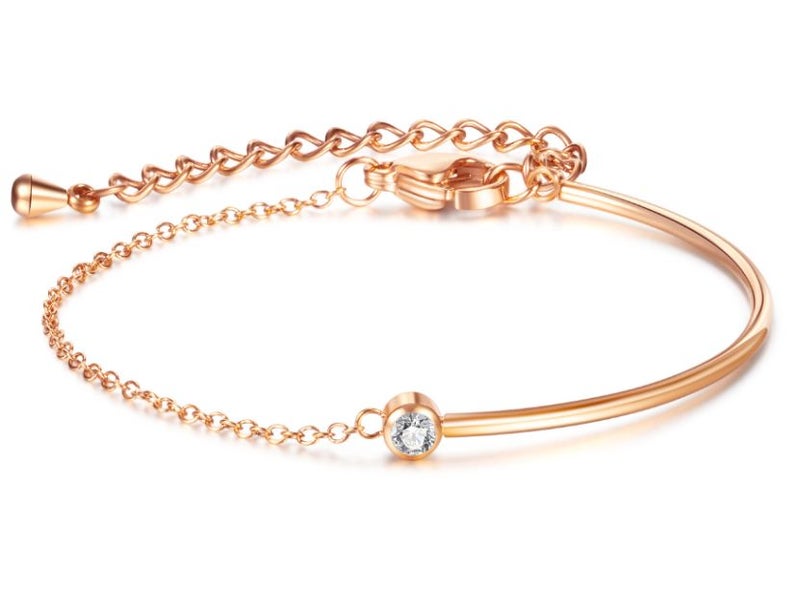 Rose Gold Plated Stainless Steel Bracelet CZ Exquisite Bracelet Carousel 1