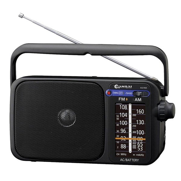 AM FM Black Portable radio speaker earphone plug jack on Battery Power AC DC Carousel 1