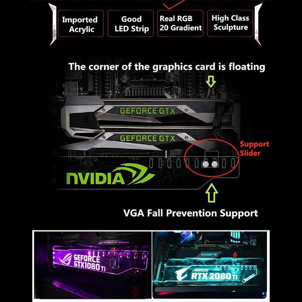 Customized Video Card Support 5V 3pin ARGB 12V 4pin RGB Graphics Card Carousel 6