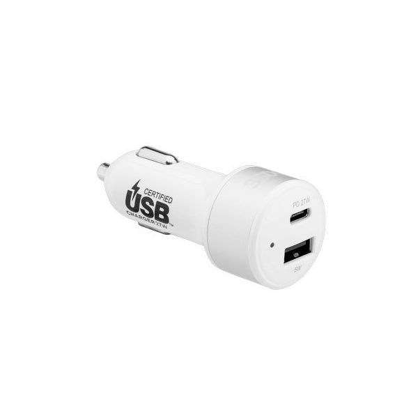 3sixT 27W Dual USB-A USB-C PD Car Charger Port Adapter For iPhone Samsung White Carousel 1