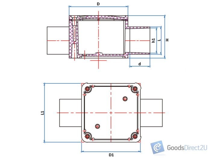 Conduit Junction Box, Two Way, Straight - 32mm (Grey) - JAJ Carousel 2
