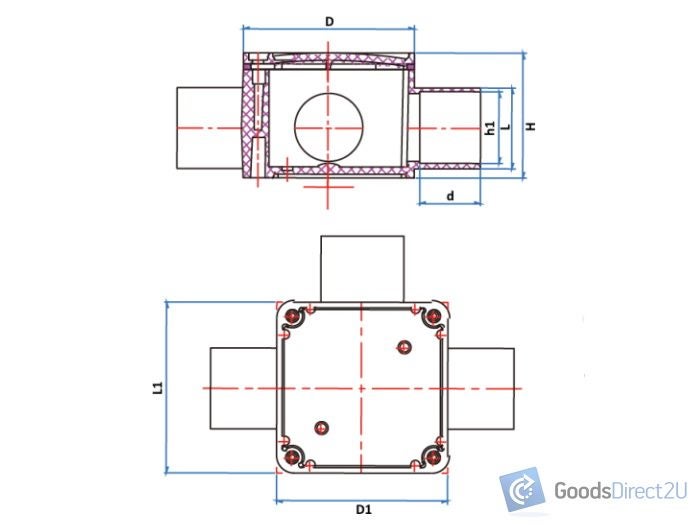 Conduit Junction Box, Three Way, Tee - 32mm (Grey) - JAJ Carousel 2