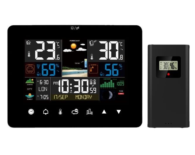 Wireless Weather Station Color Display Screen Digital Weather Clock Sensor Meter Carousel 1