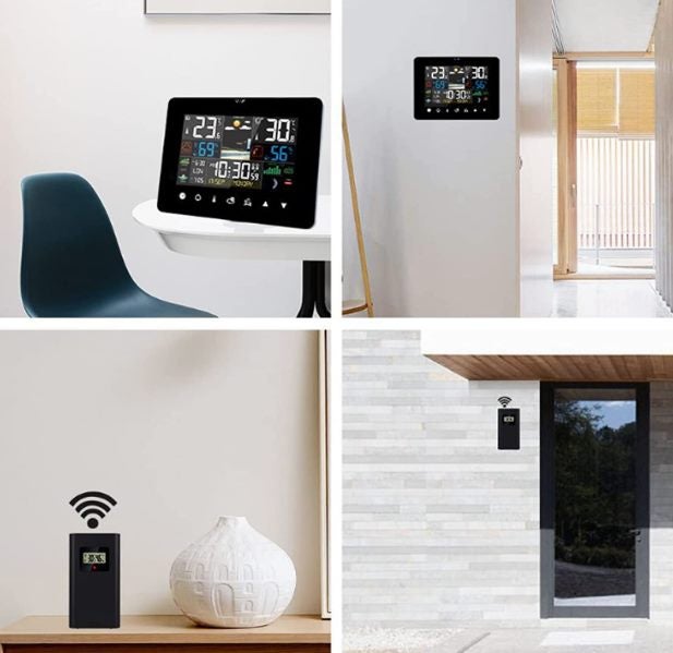 Wireless Weather Station Color Display Screen Digital Weather Clock Sensor Meter Carousel 7
