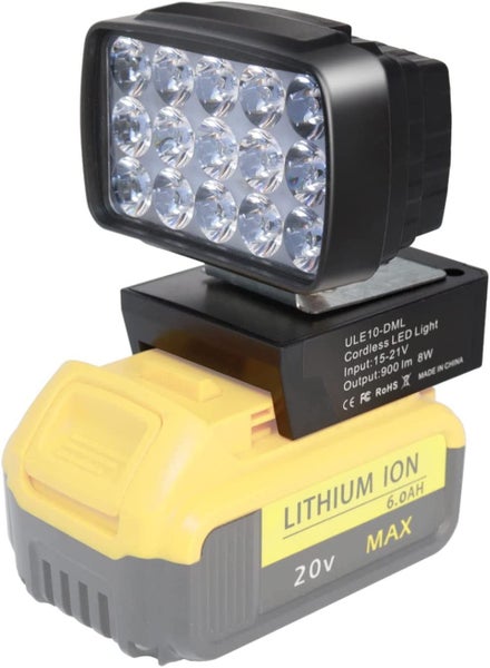 Cordless 900LM Lamp Torch Spotlight Work Light Flashlight For Dewalt & MIlwaukee Carousel 1