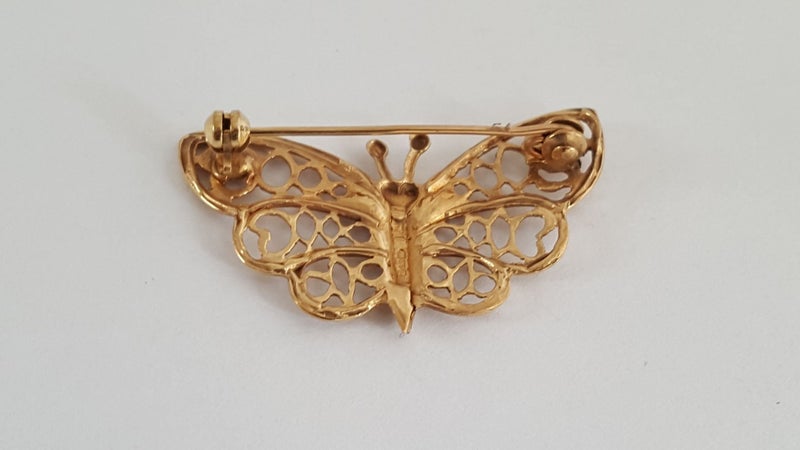 Beautiful Vintage 9ct Gold Butterfly Brooch Carousel 2