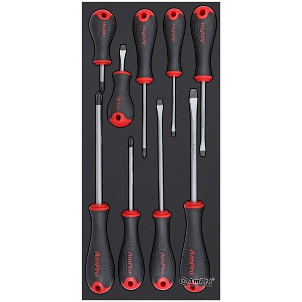 9pc Ampro Xtro-Soft Grip Screwdrivers Phillips & Slotted Tool Kit Set TS42993 Carousel 1
