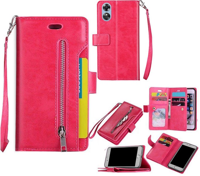 Oppo a18 4g multifunction wallet case 9 Card Front Pocket zipper hp Carousel 1